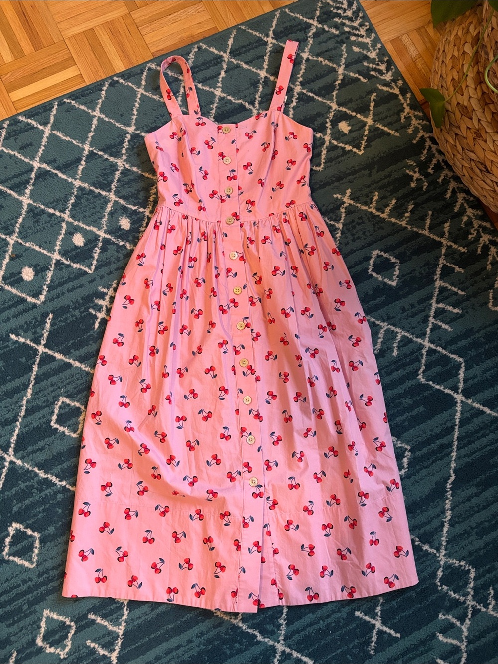 kate spade Pink Cherry-Print Button Sundress